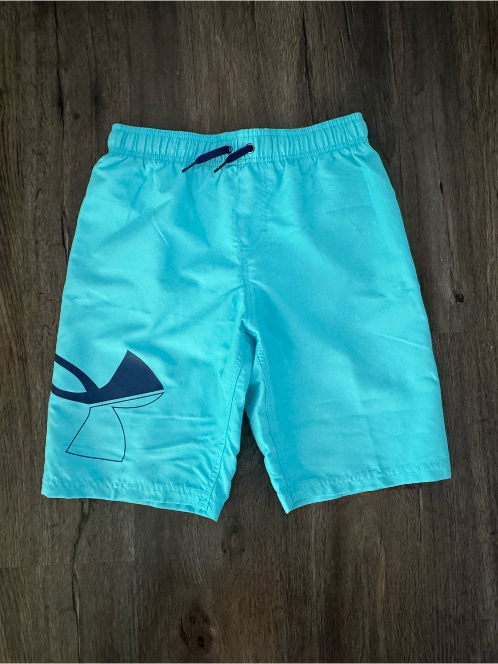 Under Armour Aqua Blue Swim Shorts with Mesh Liner- size Large